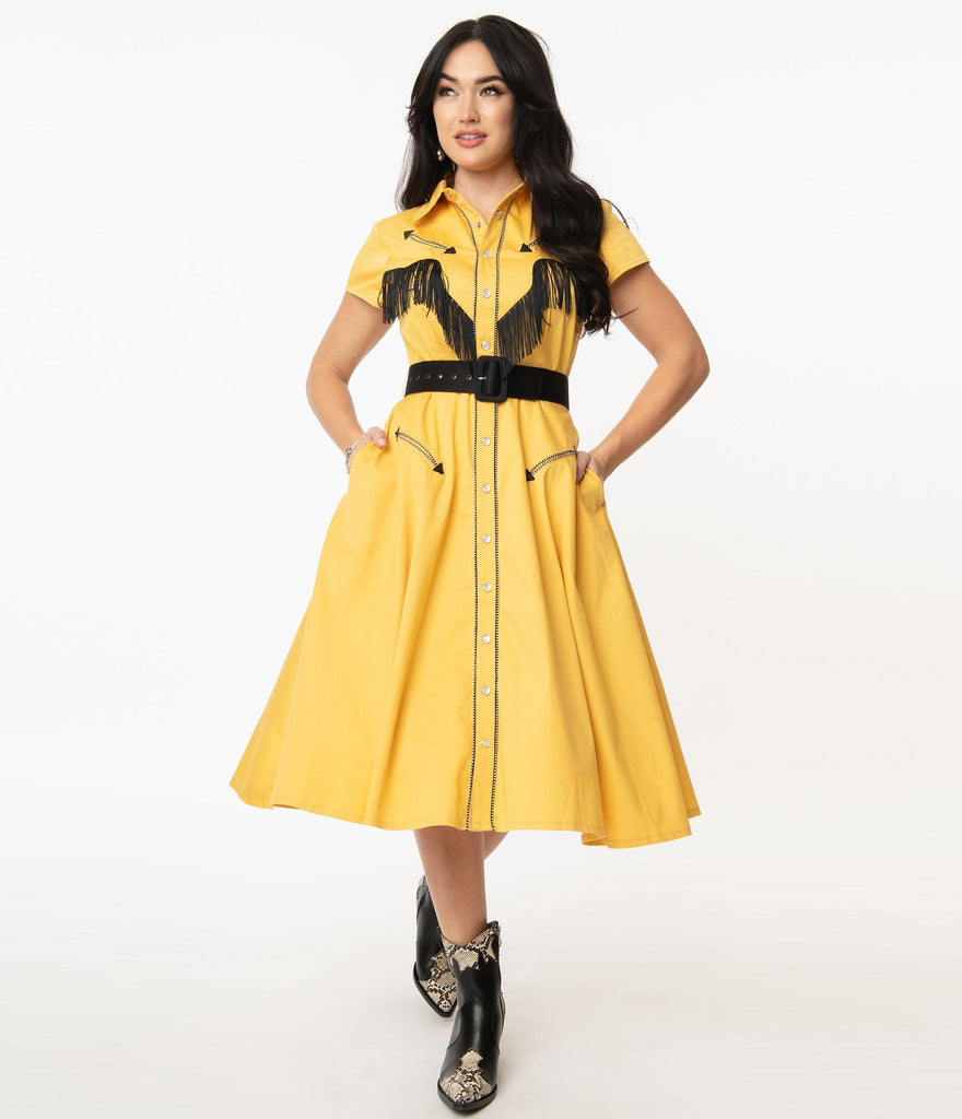 Mustard yellow shop swing dress