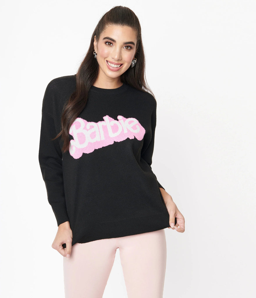Barbie x Unique Vintage Black Barbie Logo Sweater Natasha Marie