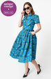 Universal Monsters x Unique Vintage 1950s Creature From The Black Lagoon Print Swing Dress - Natasha Marie Clothing
