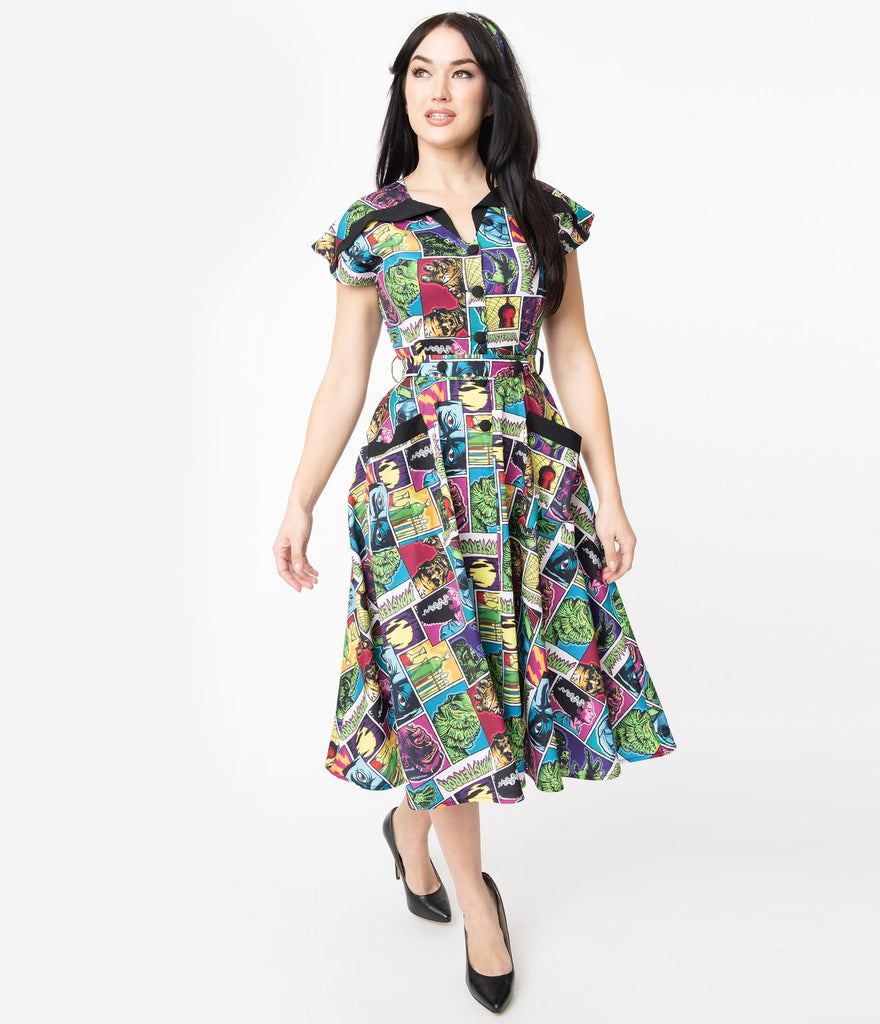 Universal Monsters x Unique Vintage Monsterror Print Hedda Swing Dress (XS ONLY)