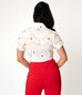 Unique Vintage White Eyelet & Red Florals Shirley Crop Top (M and L ONLY)