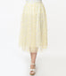 Unique Vintage Yellow & White Daisy Print Tulle Hilty Skirt (XL ONLY)