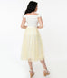 Unique Vintage Yellow & White Daisy Print Tulle Hilty Skirt (XL ONLY)