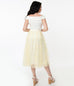 Unique Vintage Yellow & White Daisy Print Tulle Hilty Skirt