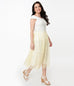 Unique Vintage Yellow & White Daisy Print Tulle Hilty Skirt (XL ONLY)
