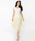 Unique Vintage Yellow & White Daisy Print Tulle Hilty Skirt (XL ONLY)