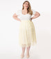 Unique Vintage Yellow & White Daisy Print Tulle Hilty Skirt (XL ONLY)