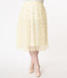 Unique Vintage Yellow & White Daisy Print Tulle Hilty Skirt (XL ONLY)