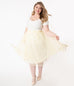 Unique Vintage Yellow & White Daisy Print Tulle Hilty Skirt (XL ONLY)