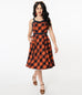 Unique Vintage Orange & Dark Navy Plaid Rachel Swing Dress (L  ONLY)
