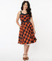 Unique Vintage Orange & Dark Navy Plaid Rachel Swing Dress (L  ONLY)