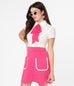 Smak Parlour White & Hot Pink Neck Tie Power Play Blouse (XL ONLY)