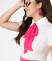 Smak Parlour White & Hot Pink Neck Tie Power Play Blouse (XL ONLY)