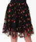 Smak Parlour Black & Strawberry Print Twirl Power Skirt (S and M ONLY)