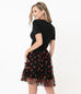 Smak Parlour Black & Strawberry Print Twirl Power Skirt (S and M ONLY)