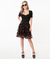 Smak Parlour Black & Strawberry Print Twirl Power Skirt (S and M ONLY)
