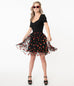 Smak Parlour Black & Strawberry Print Twirl Power Skirt (S and M ONLY)