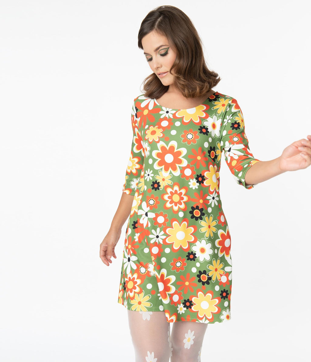 Smak Parlour Retro Geo Floral Print Cosmic Shift Dress (XS, S and M ONLY)