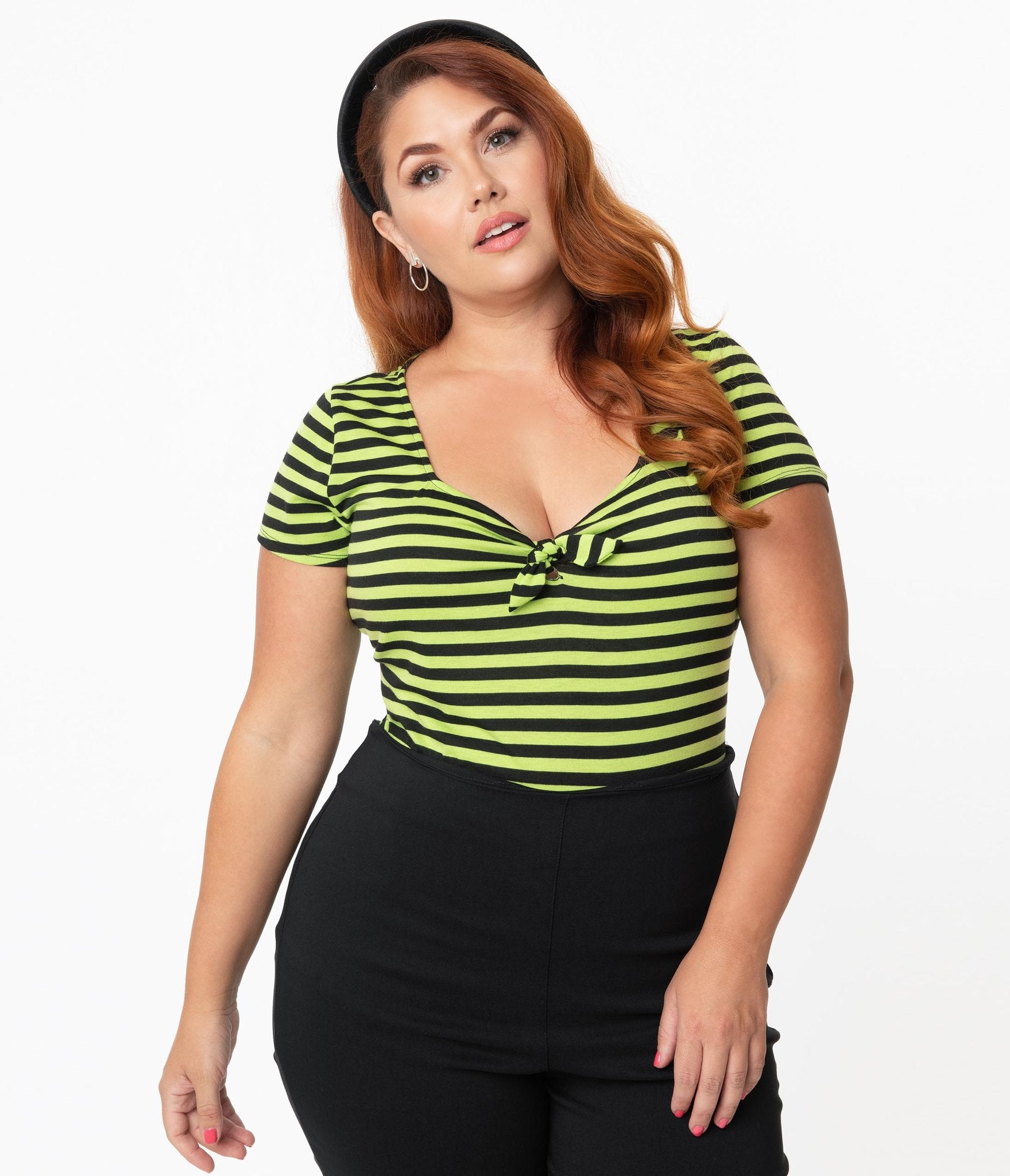 neon green and black striped shirt