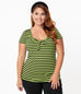 Unique Vintage Neon Green & Black Stripe Rosemary Top (M, L and XL ONLY)