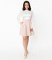 Unique Vintage Pink & Gold Boucle Plaid Ruth Suspender Skirt