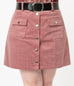 Unique Vintage Pink Corduroy Marlo Mini Skirt