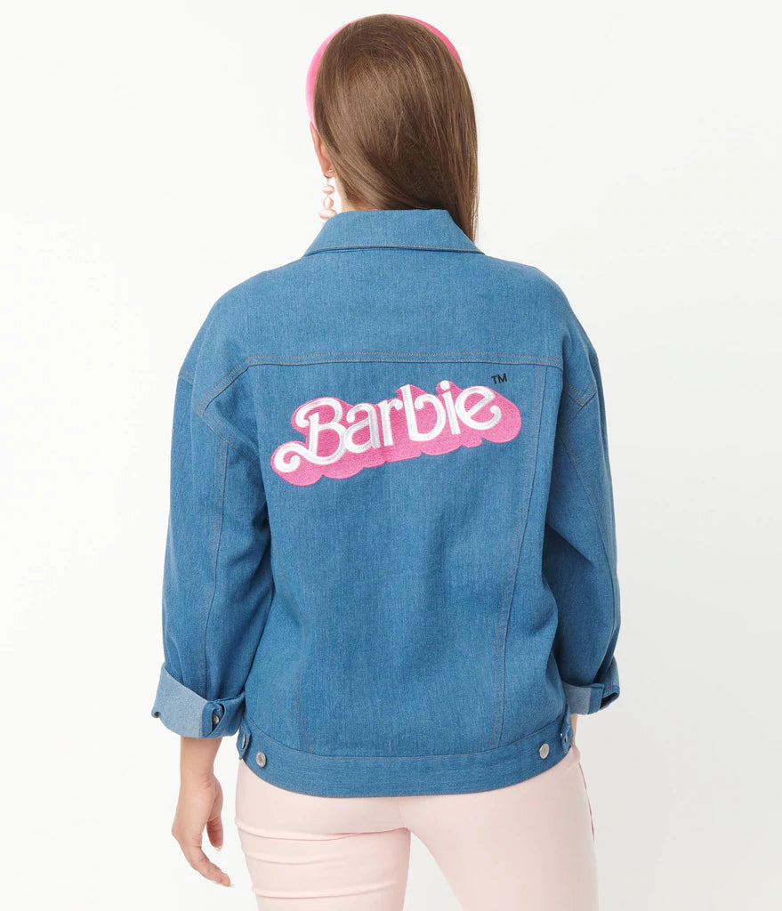 Barbie x Unique Vintage Barbie Logo Kerstie Jean Jacket