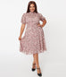 Unique Vintage Pink & Leopard Print Leota Swing Dress (M, XL and 1XL ONLY)