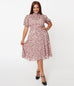 Unique Vintage Pink & Leopard Print Leota Swing Dress