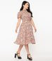 Unique Vintage Pink & Leopard Print Leota Swing Dress (M, XL and 1XL ONLY)