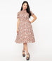 Unique Vintage Pink & Leopard Print Leota Swing Dress (M, XL and 1XL ONLY)