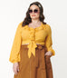 Unique Vintage Mustard Ruffled & Ready Crop Top