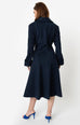 Micheline Pitt For Unique Vintage 1950s Style Navy Blue Neo-Noir Swing Coat - Natasha Marie Clothing