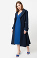 Micheline Pitt For Unique Vintage 1950s Style Navy Blue Neo-Noir Swing Coat - Natasha Marie Clothing