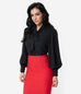 Unique Vintage Black Crepe Neck Tie Gwen Blouse (XS ONLY)