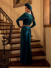 Art Deco Rusched Gown in Green (XS and 3XL ONLY)
