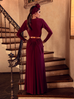 Art Deco Rusched Gown in Crimson (XS, 3XL and 4XL ONLY)
