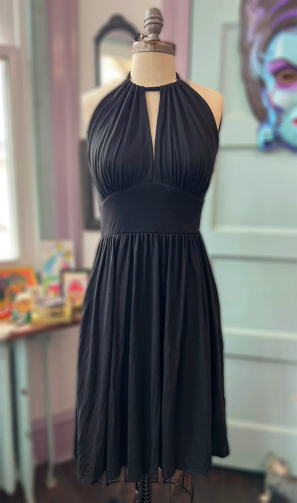 Vivian Convertible Halter Dress in Black Ink (S, L and 2XL ONLY)