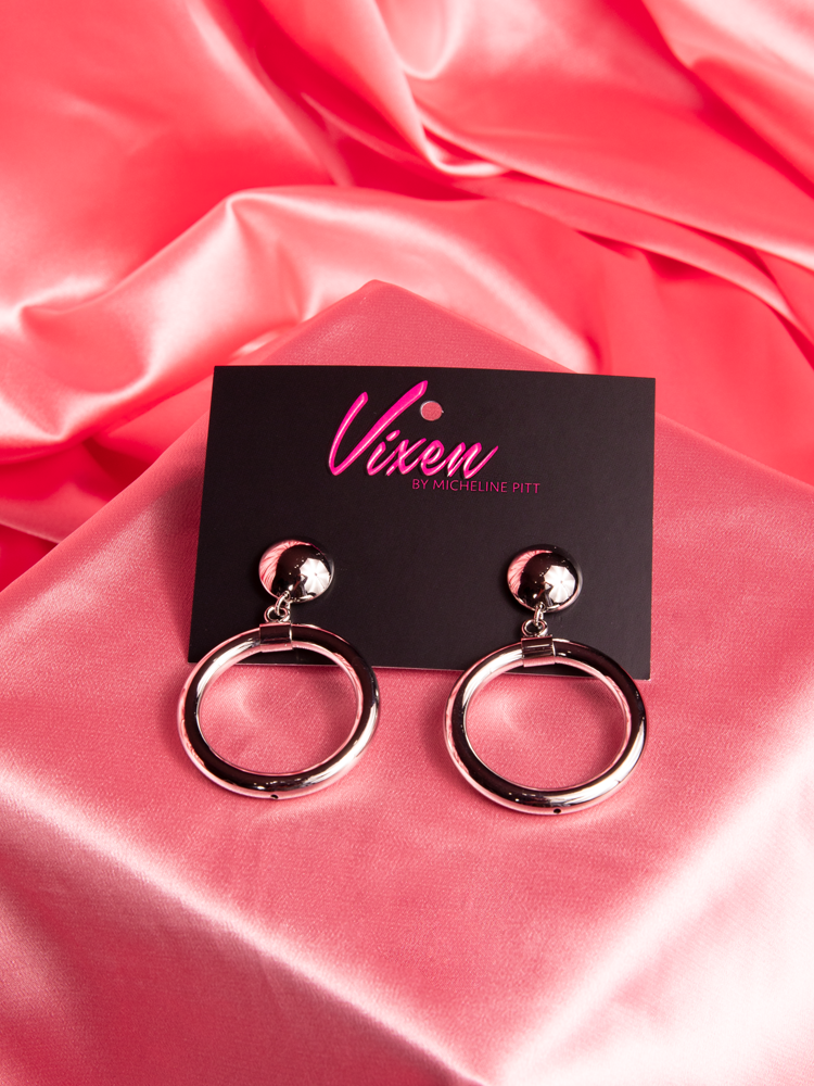 Bad Girl Hoop Earrings in Silver Natasha Marie Clothing