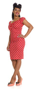 Dolores Dress in Red/White Polka (XXS ONLY) - Natasha Marie Clothing