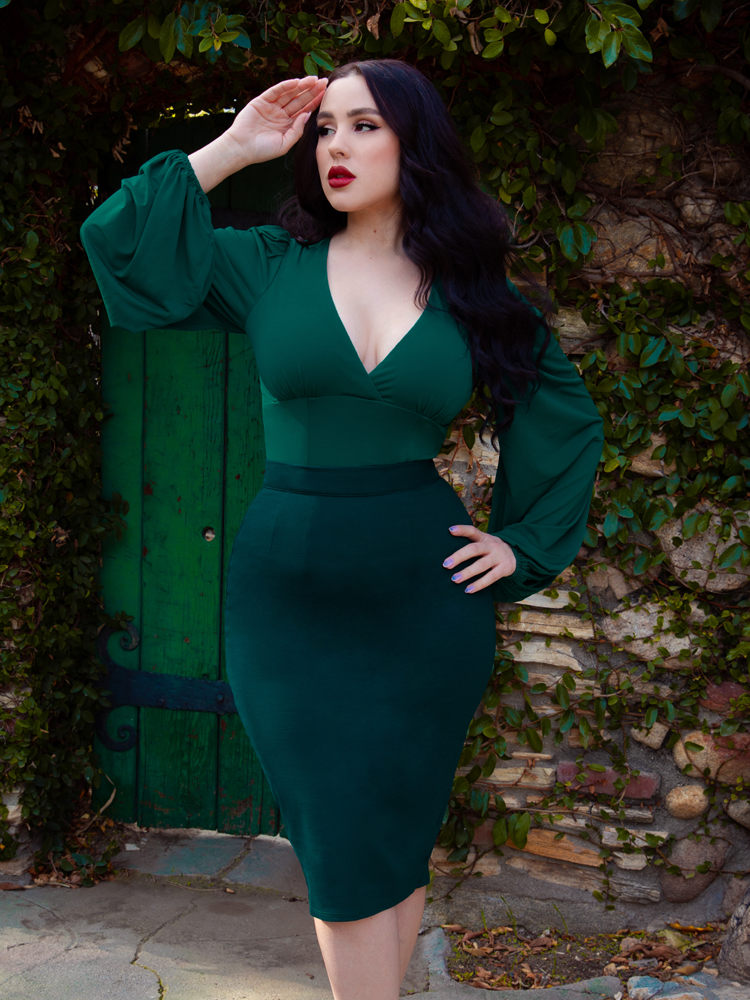 Bottle green pencil skirt outlet