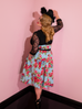Romantique Swing Dress in Vintage Blue and Red Rose Print (S, M and XL ONLY)
