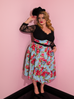 Romantique Swing Dress in Vintage Blue and Red Rose Print (S, M and XL ONLY)