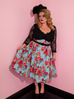 Romantique Swing Dress in Vintage Blue and Red Rose Print (S, M and XL ONLY)