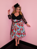 Romantique Swing Dress in Vintage Blue and Red Rose Print (S, M and XL ONLY)