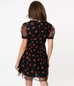 Smak Parlour Black & Strawberry Print Woodstock Flare Dress (XS and S ONLY)