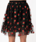 Smak Parlour Black & Strawberry Print Twirl Power Skirt (S and M ONLY)