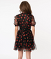 Smak Parlour Black & Strawberry Print Twirl Power Skirt (S and M ONLY)
