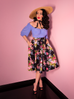 Vacation Swing Skirt in Black Vintage Floral