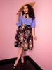 Vacation Swing Skirt in Black Vintage Floral